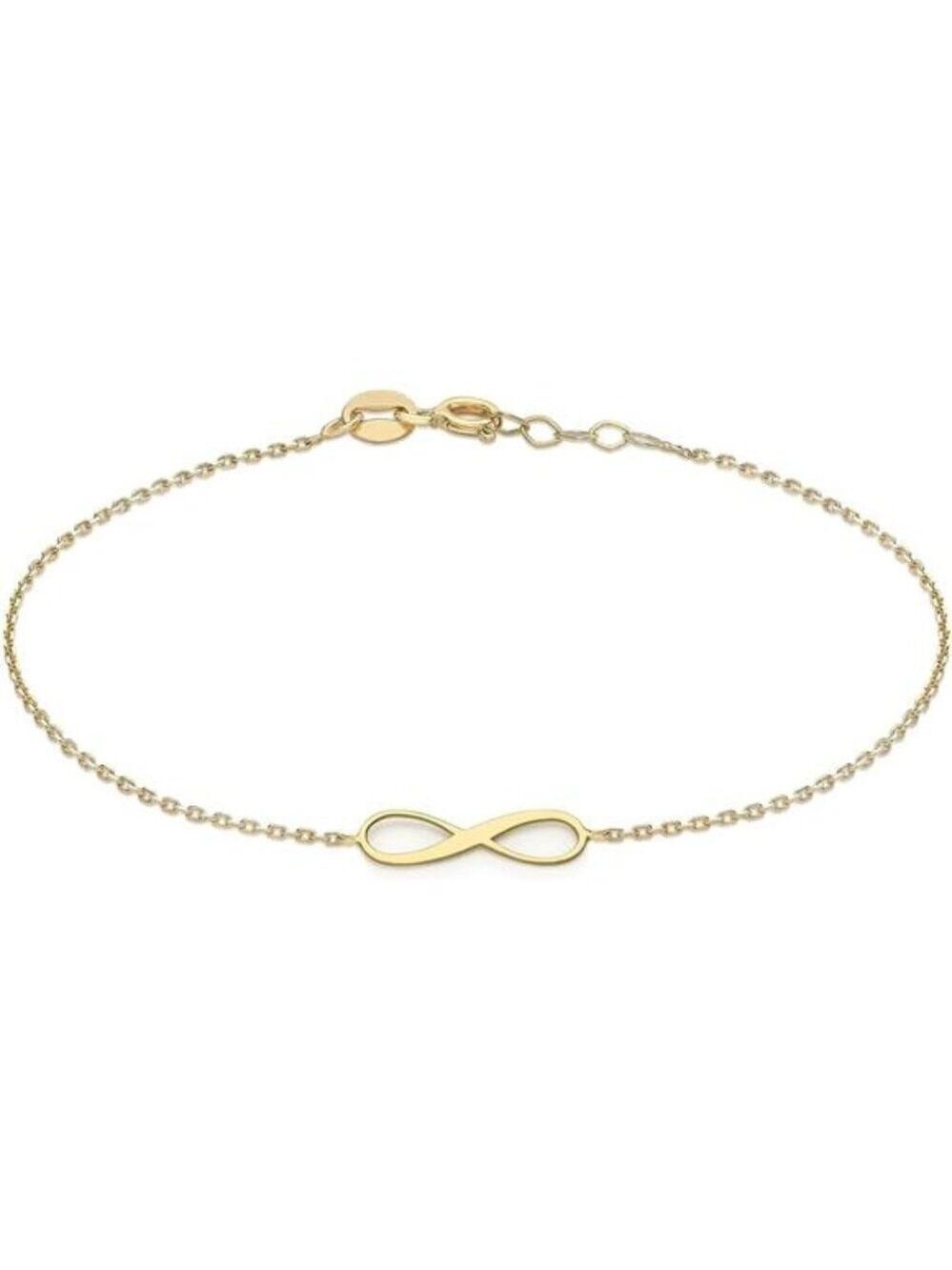 9ct Yellow Gold Infinity Bracelet Adjustable Womens Gold Jewelry Gift for Her